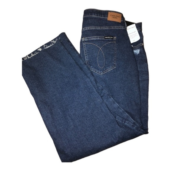 Calvin Klein jeans hi rise straight fit distressed frayed hem jeans size 16W new - Picture 12 of 16
